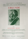 Urkunde Alexander Melde